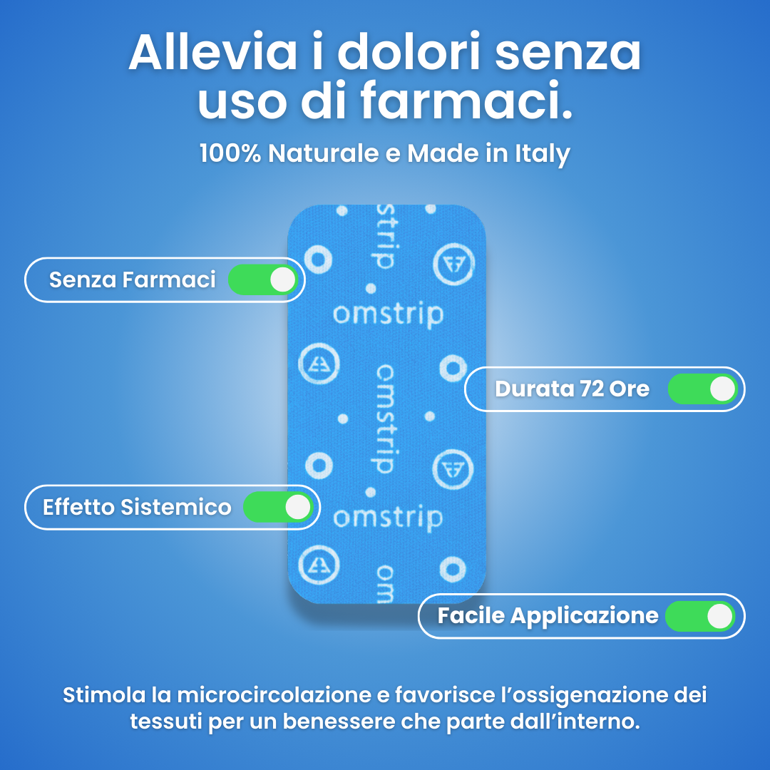 Caratteristiche cerotto antidolorifico Omstrip Wellness